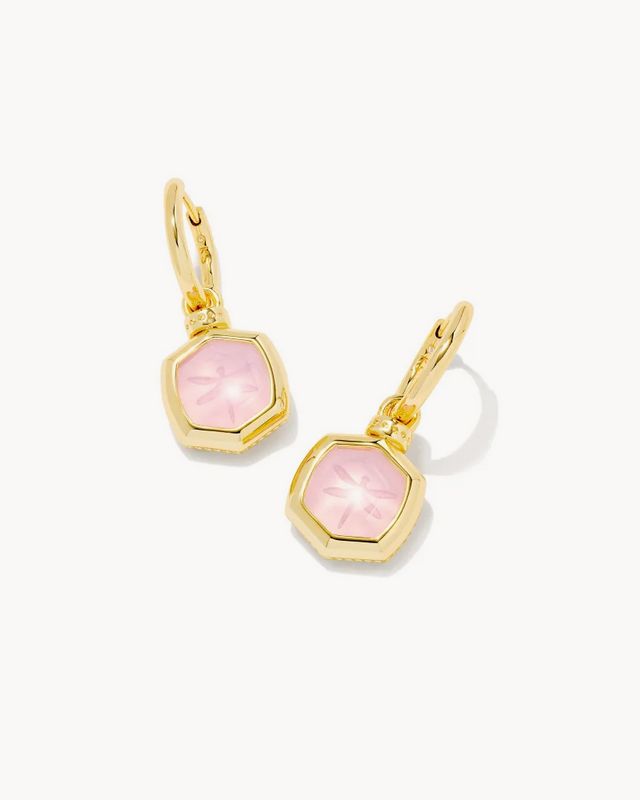 Davie Intglo Huggie Earring Gold Pink Dragonfly