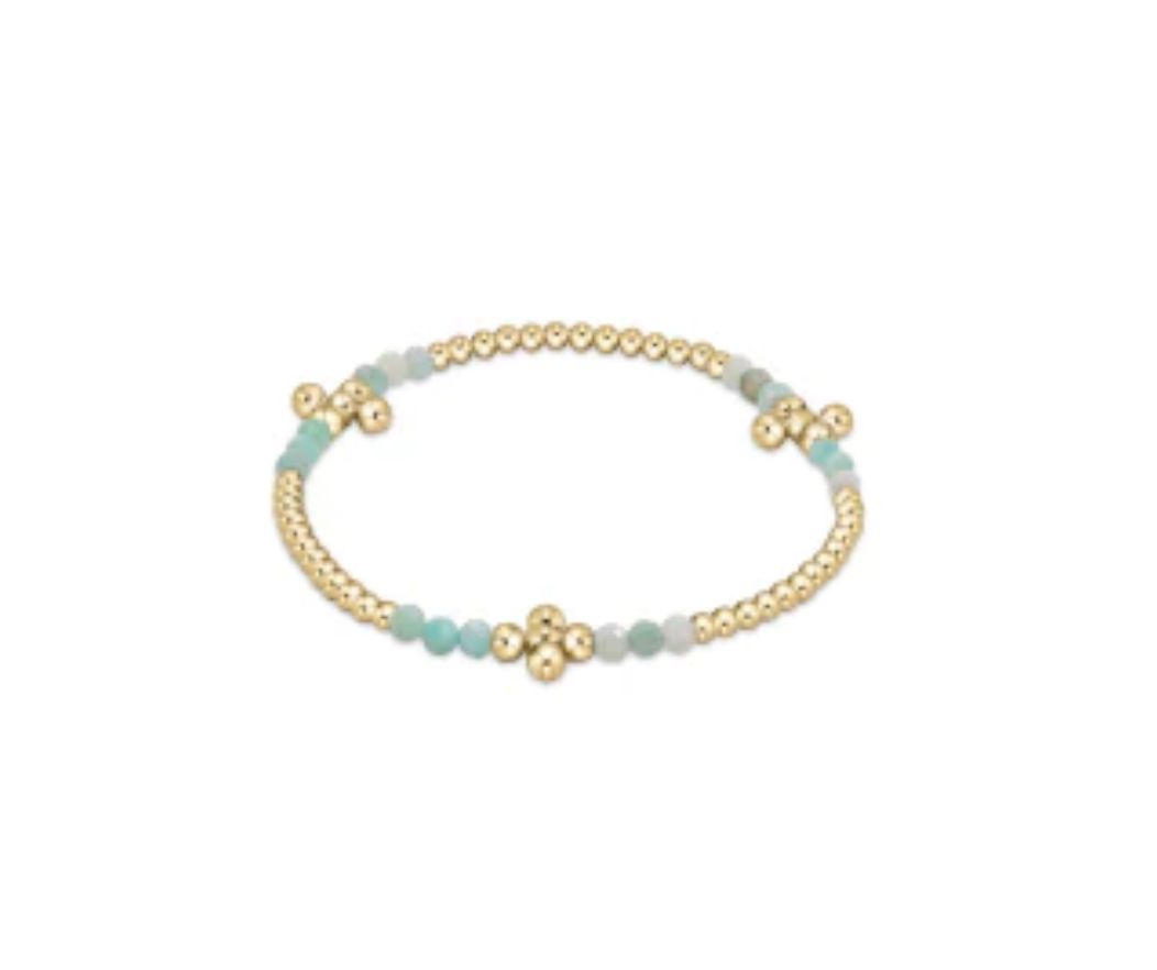 Signature Cross Gold Bliss Pattern 2.5mm Bead Bracelet Amazonite