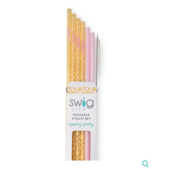 Reusable Straw Set Oh Happy Day/Pink