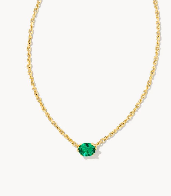 Necklace Cailin Crystal Pendant Gold Green