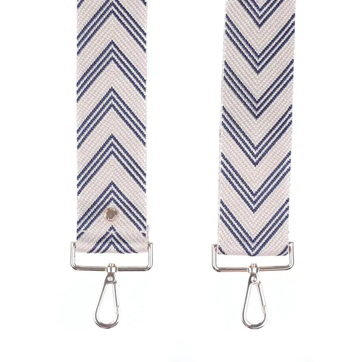 Pom Pom Strap Navy Chevron