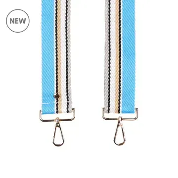 Pom Pom Strap Blue Bold Stripe