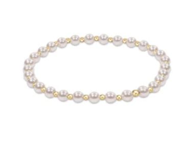 Classic Grateful Pattern 4mm Bead Bracelet- Pearl