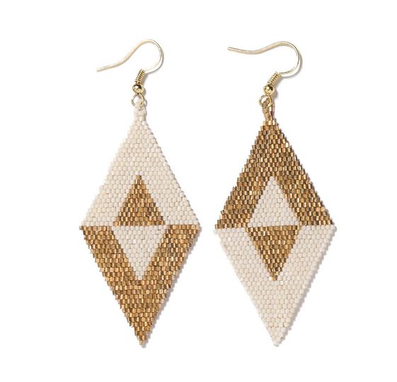 Earrings Frida Flipped Triangle Gold Beaded