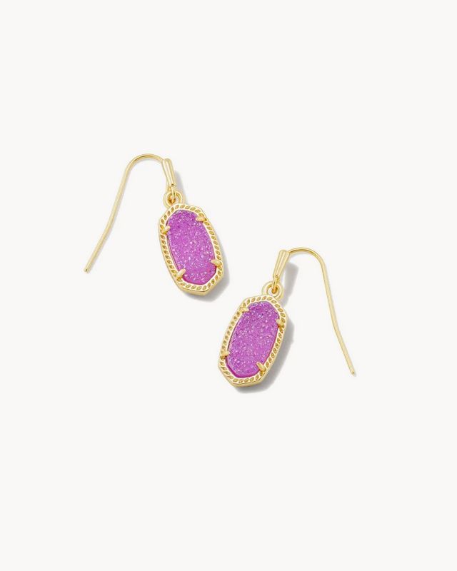 Lee Drop Earrings Gold Mulberry Drusy