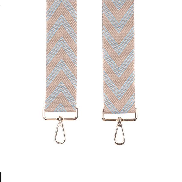 Pom Pom Strap Light Blue Chevron