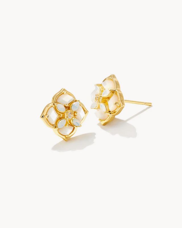 Stud Earrings Dira Stone Gold Ivory Mix