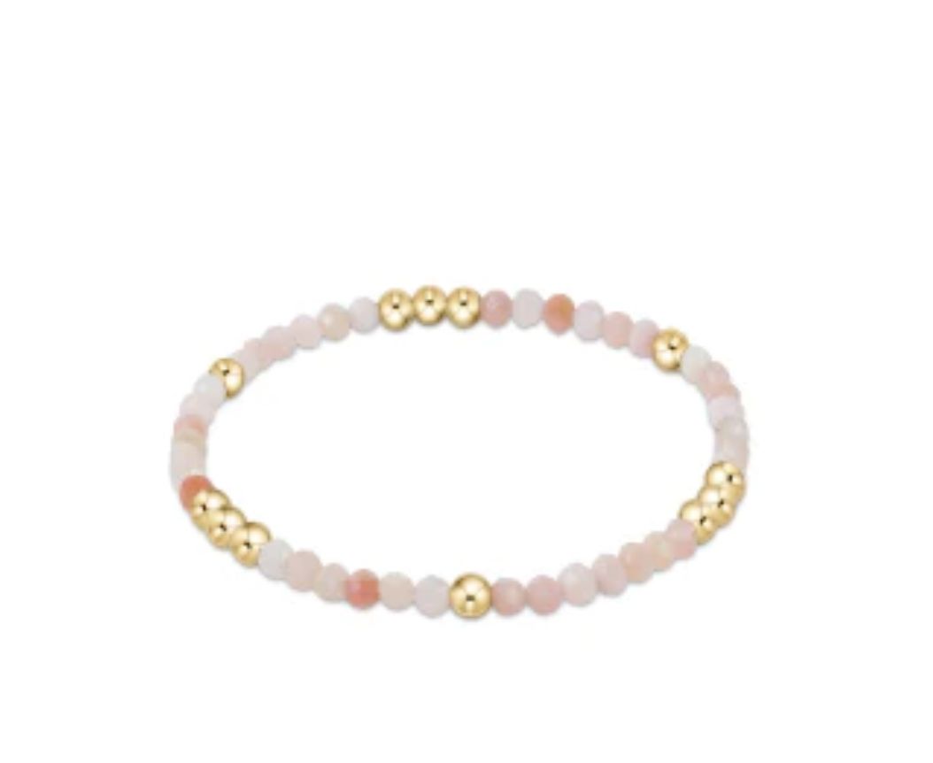 Worthy Pattern 3mm Bead Bracelet Pink Opal