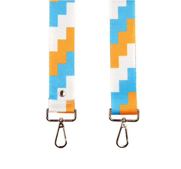 Pom Pom Strap Blue &amp; Orange Geometric