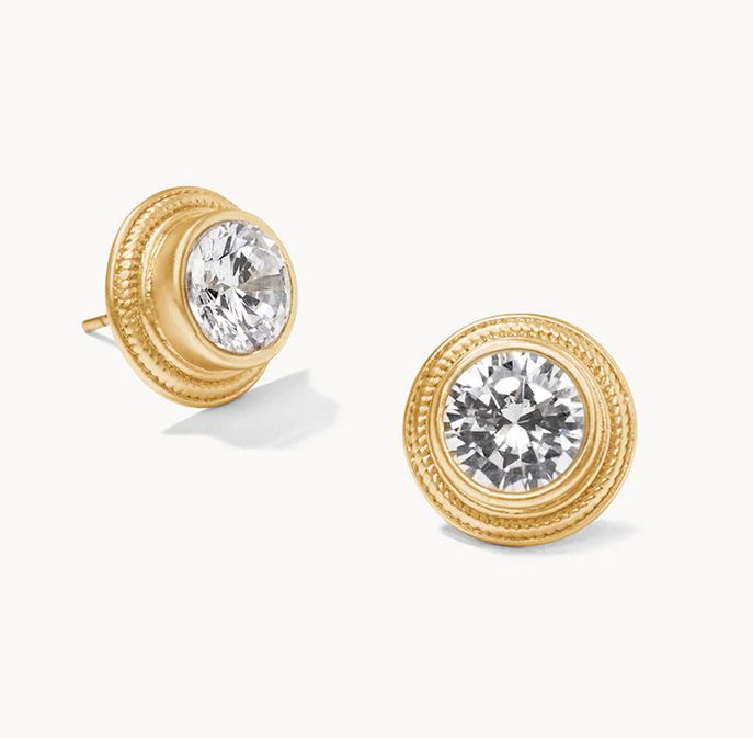 Sparkle Stud Crystal Gold Earrings