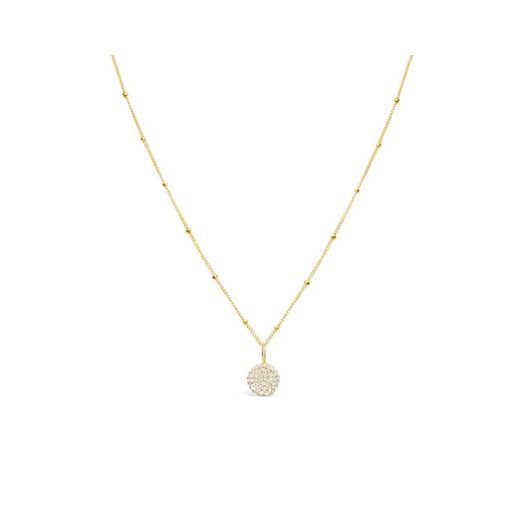 Charm &amp; Chain Necklace Pave Disk Gold