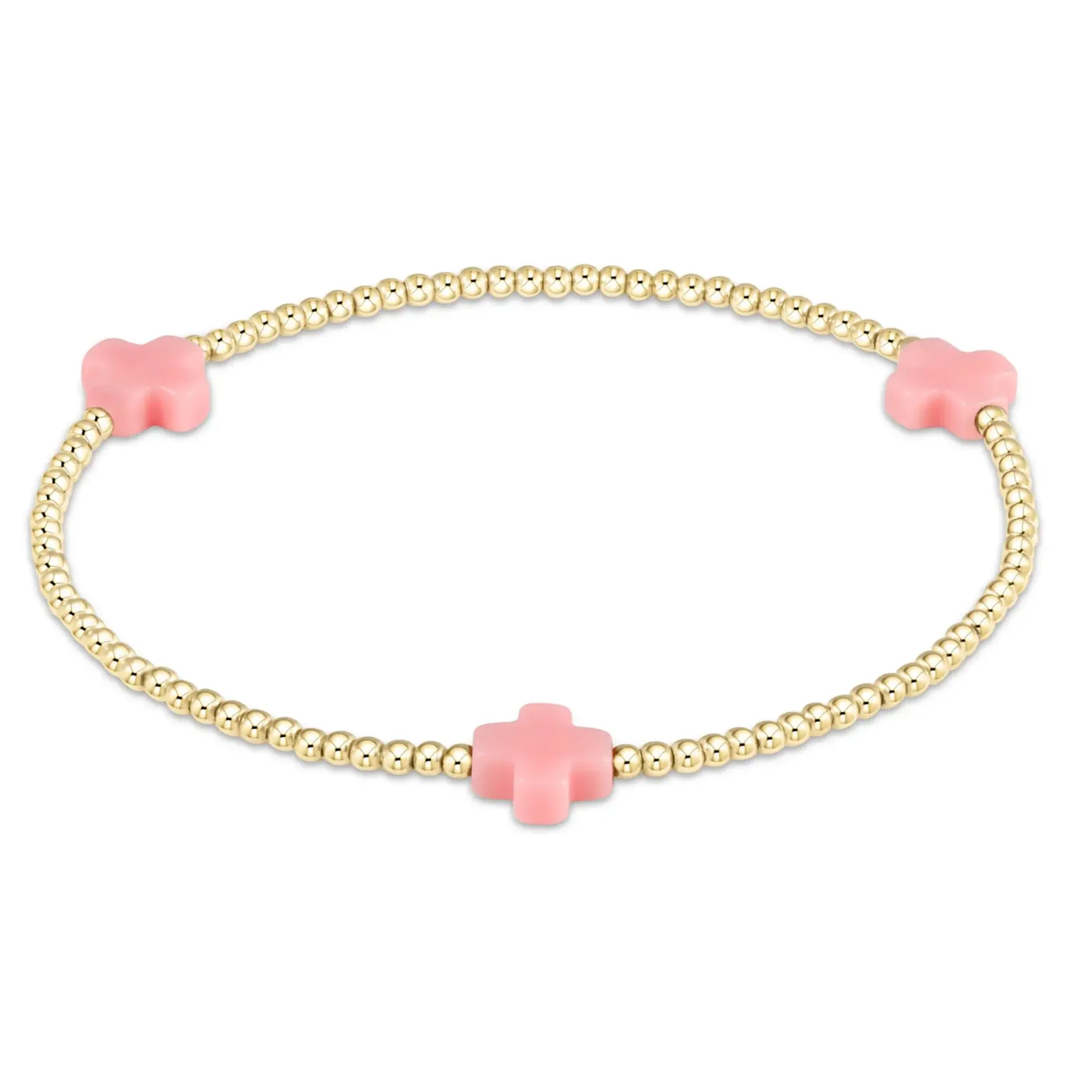 Signature Cross Gold 3mm Bracelet Pink