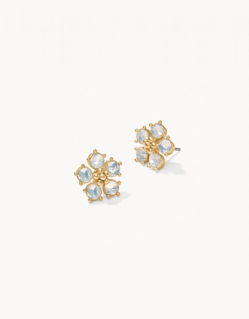 Sparkle Flower Stud Earrings| White Opal
