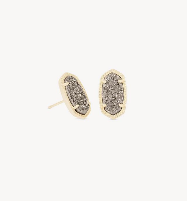 Ellie Stud Earrings Gold Platinum Drusy