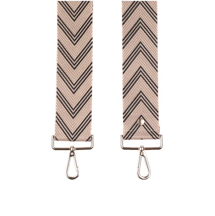 Pom Pom Strap Stone &amp; Black Chevron