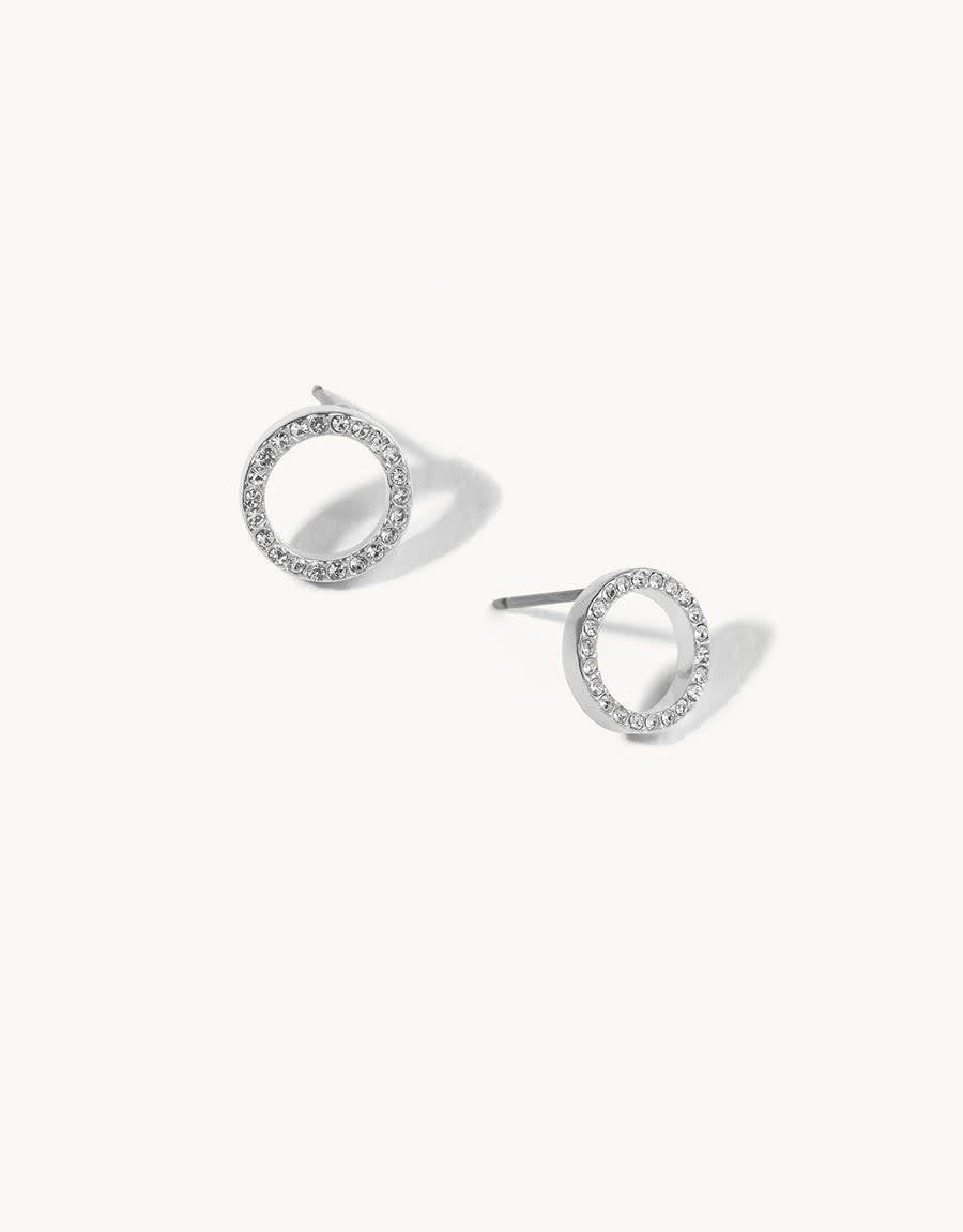 Delicate Eternity Crystal Stud Earrings| Silver