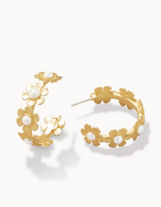 Primrose Hoop Earrings Pearl