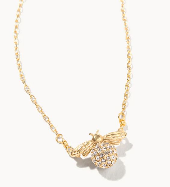 Sparkly Bee Drop Necklace Crystal
