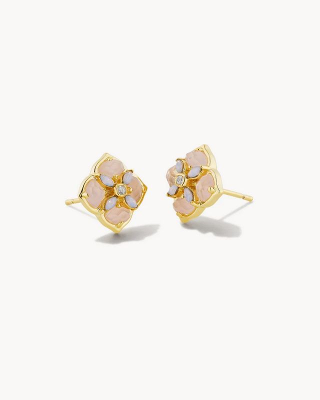 Stud Earrings Dira Stone Gold Pink Mix