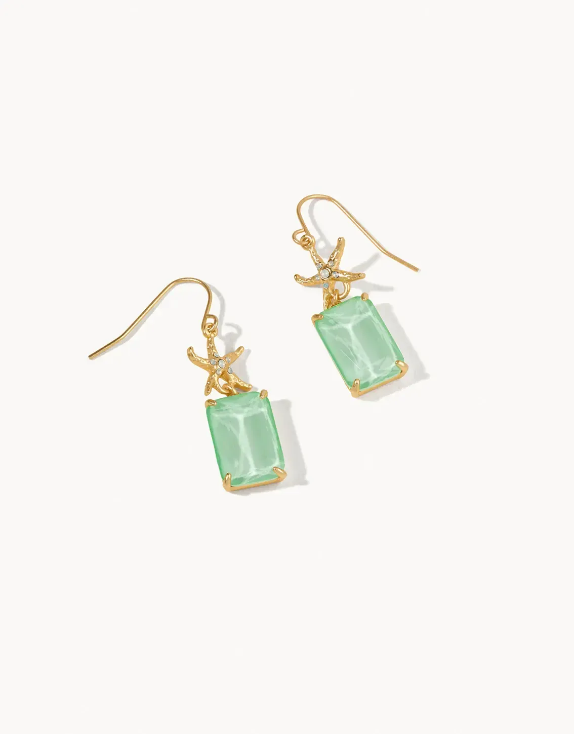 Mermaid Glass Starfish Earrings Sea Foam