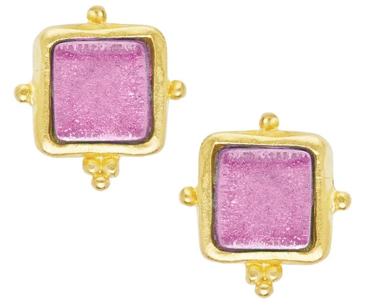 Earrings Madeline Studs Gold and Pink