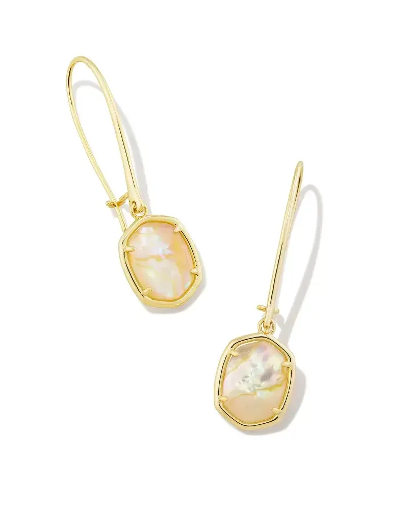 Daphne Wire Drop Earring Gold Iridescent Abalone