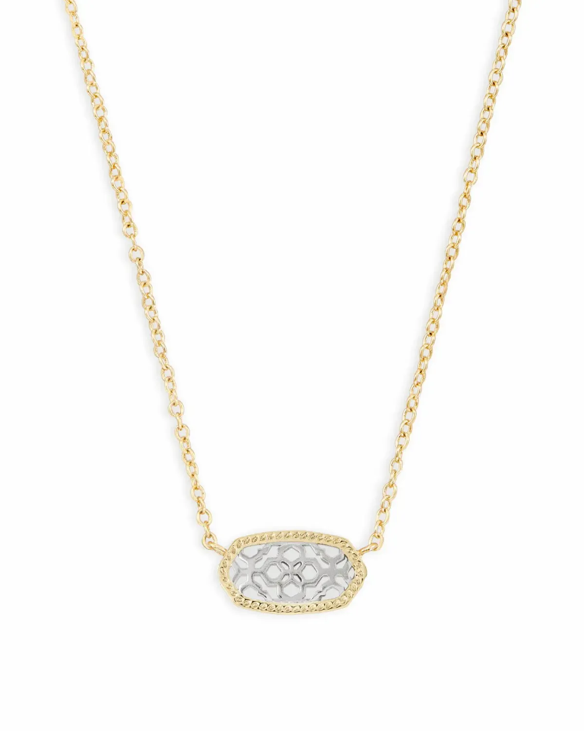 Elisa Short Pendant Necklace Gold Rhod Filigree Mix