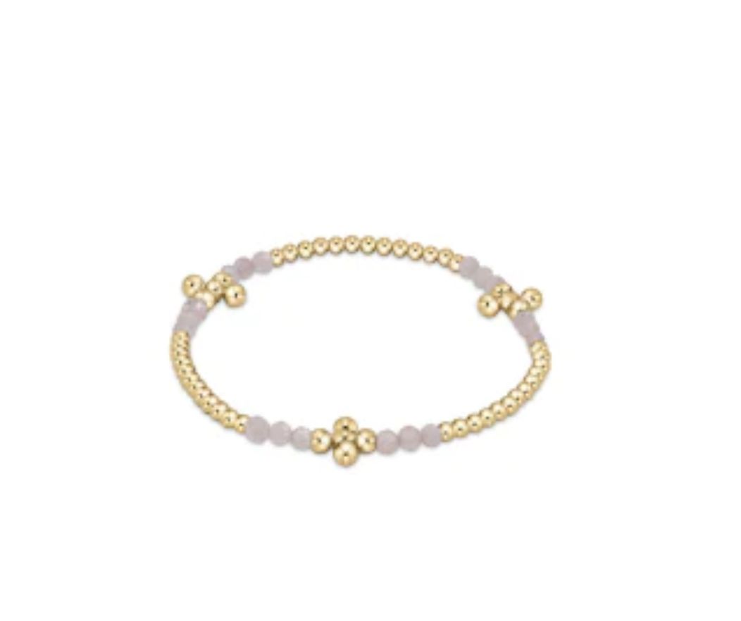 Signature Cross Gold Bliss Pattern 2.5mm Bead Bracelet Moonstone