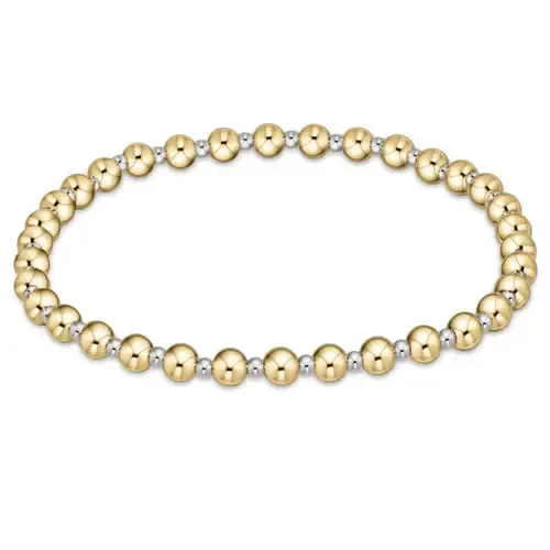 Classic Grateful Pattern 4mm Bead Bracelet Mixed Metal