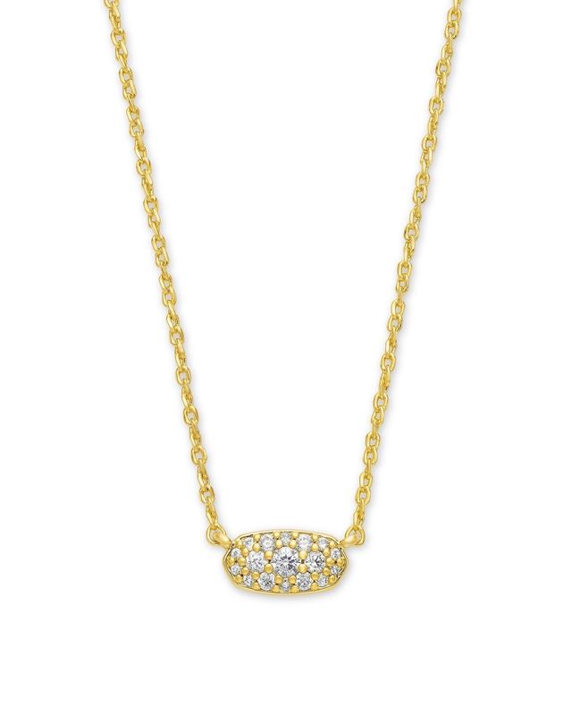 Grayson Crystal Pendant Necklace Gold Metal White CZ