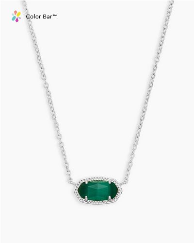 Elisa Short Pendant Necklace Emerald Cats Eye Silver