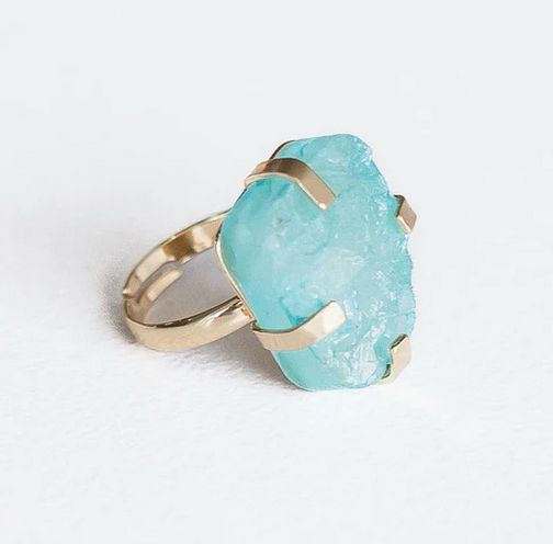 Jackson Adjustable Gold Raw Blue Stone Ring