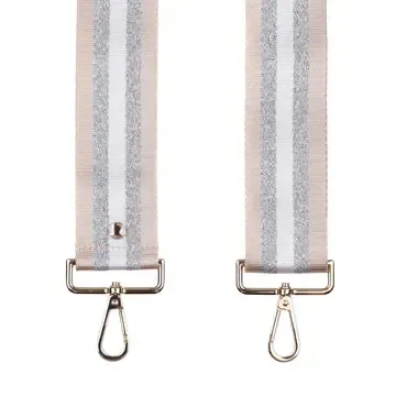 Pom Pom Strap Striped Platinum &amp; Silver Stripe
