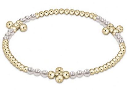 Signature Cross Gold Bliss Pattern 2.5 mm Bead Bracelet Pearl