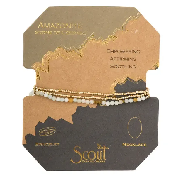 Delicate Stone Wrap Bracelet/Necklace Amazonite/Gold