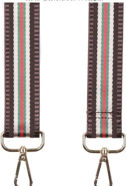 Pom Pom Strap Brown &amp; Bronze Stripe