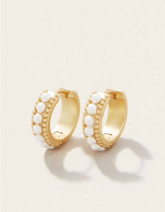 Midi Hoop Earrings Pearl