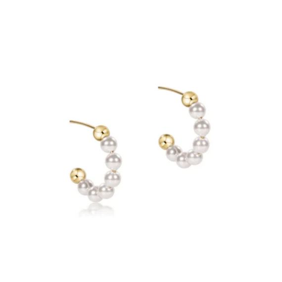 Earrings Beaded Classic 1 in Post Hoop 4mm Pearl