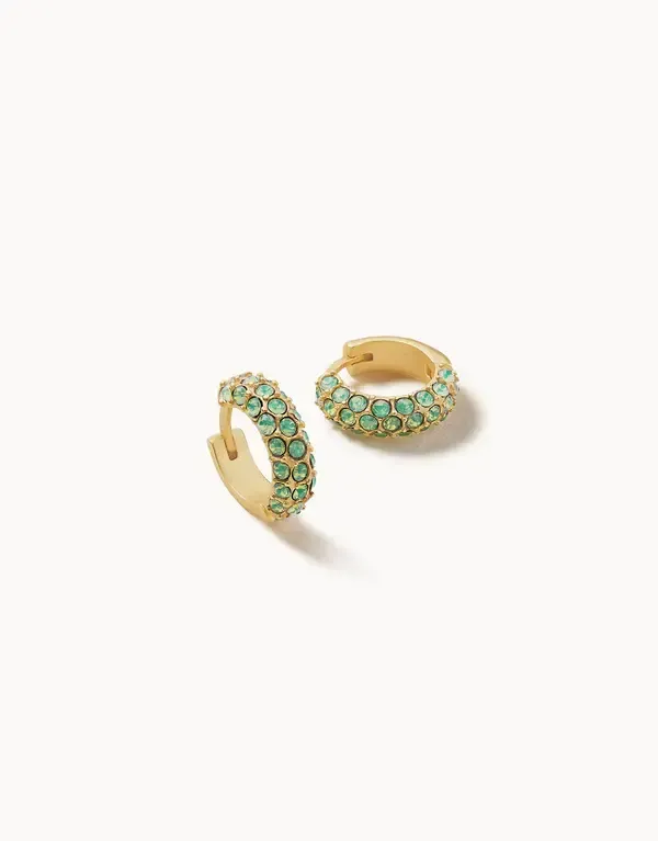 Atlantic Opal Pavé Hoop Earrings Gold