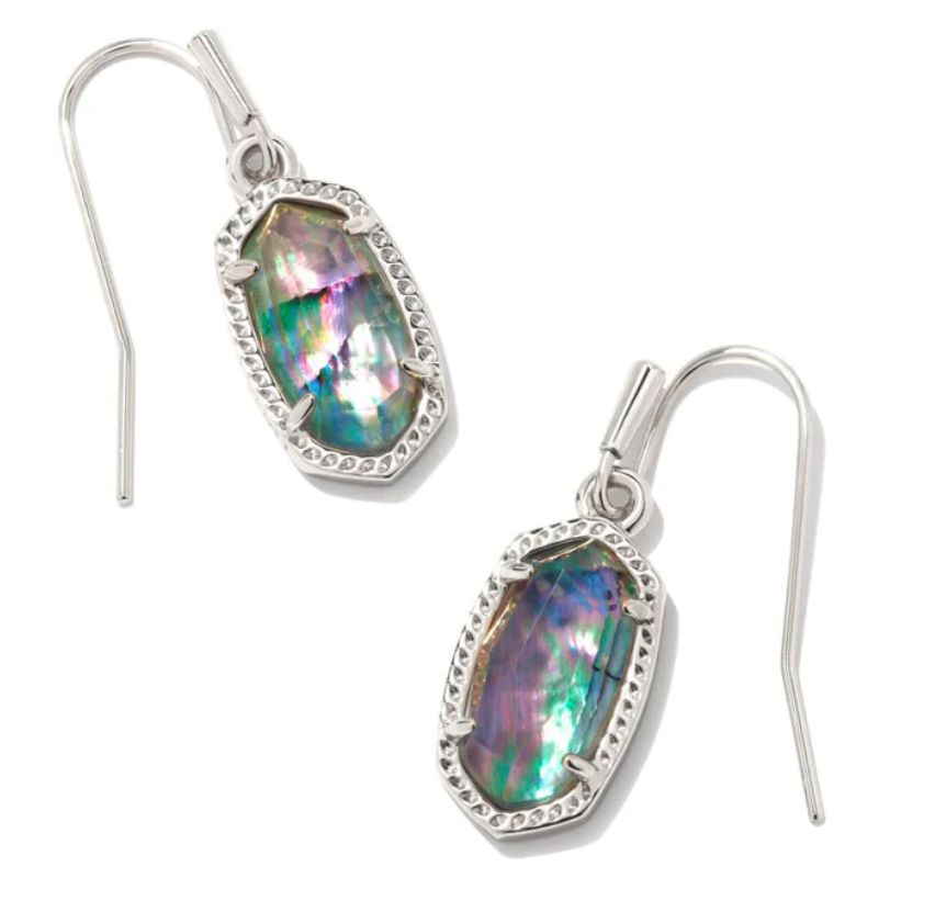 Lee Drop Earrings Rhodium Lilac Abalone