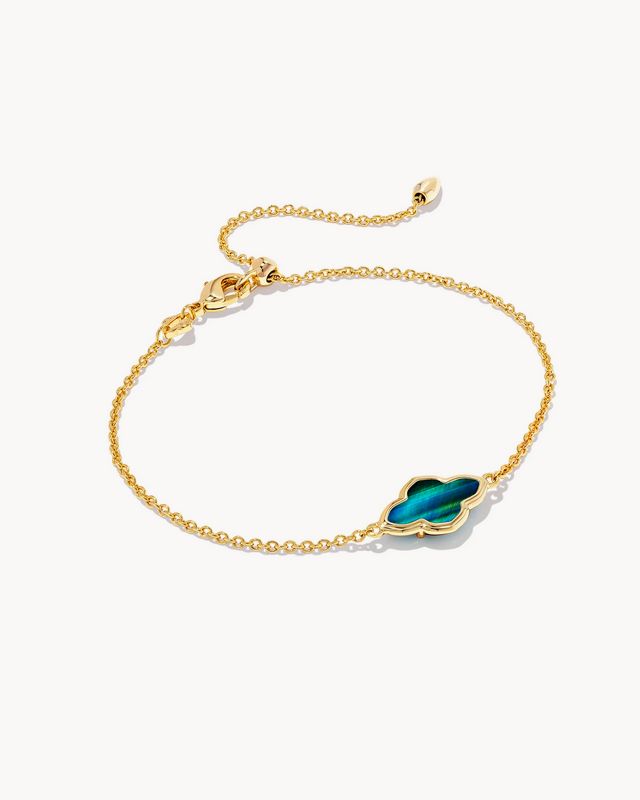 Bracelet Framed Abbie Delicate Chain Teal Tiger&#39;s Eye Gold