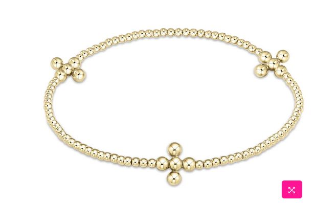 Signature Cross Gold Pattern 2.5mm Bead Bracelet 4mm Bead Gold