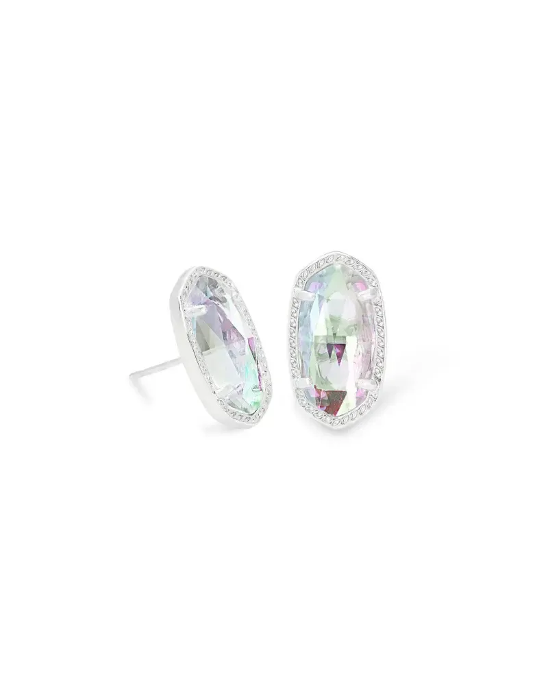 Ellie Stud Earrings Rhodium Dichroic Glass