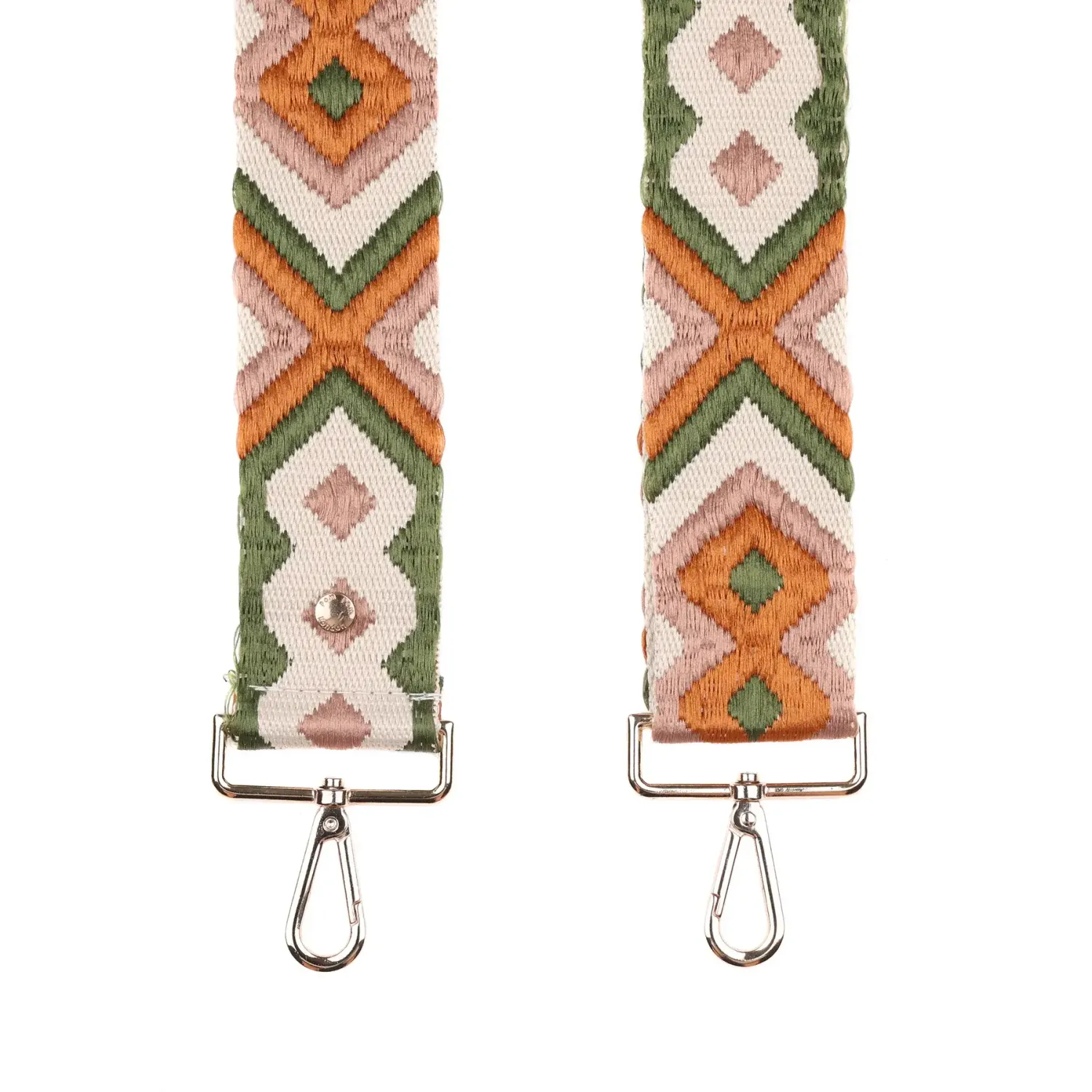 Pom Pom Strap Tan &amp; Green Embroidered