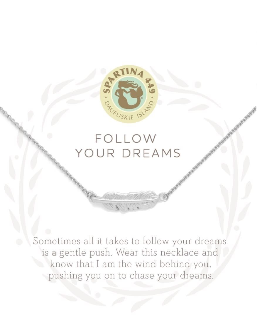 Sea La Vie Necklace Follow Your Dreams/Feather Silver