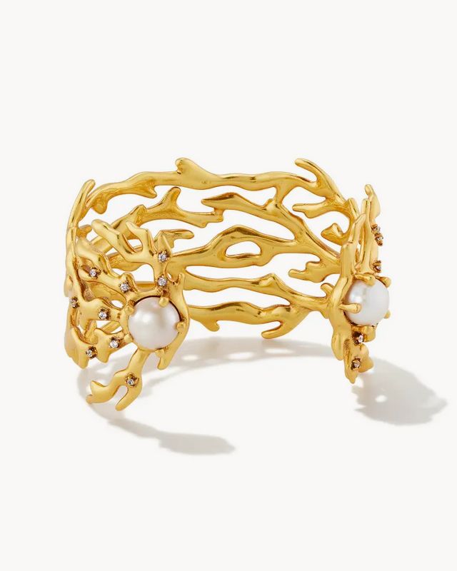 Shea Statement Cuff Bracelet Gold White Pearl M/L