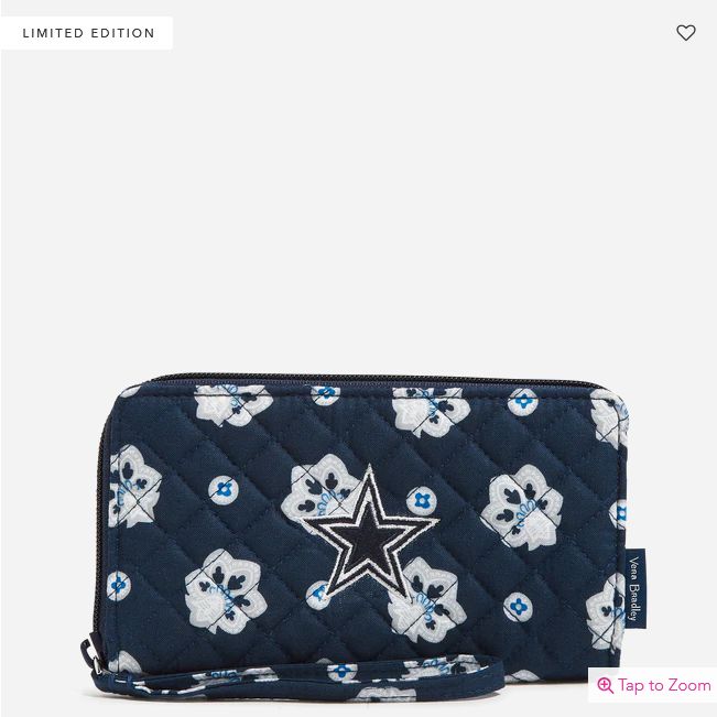 RFID Front Zip Wristlet:Blue/Gray Bandana w/ Dallas Cowboys