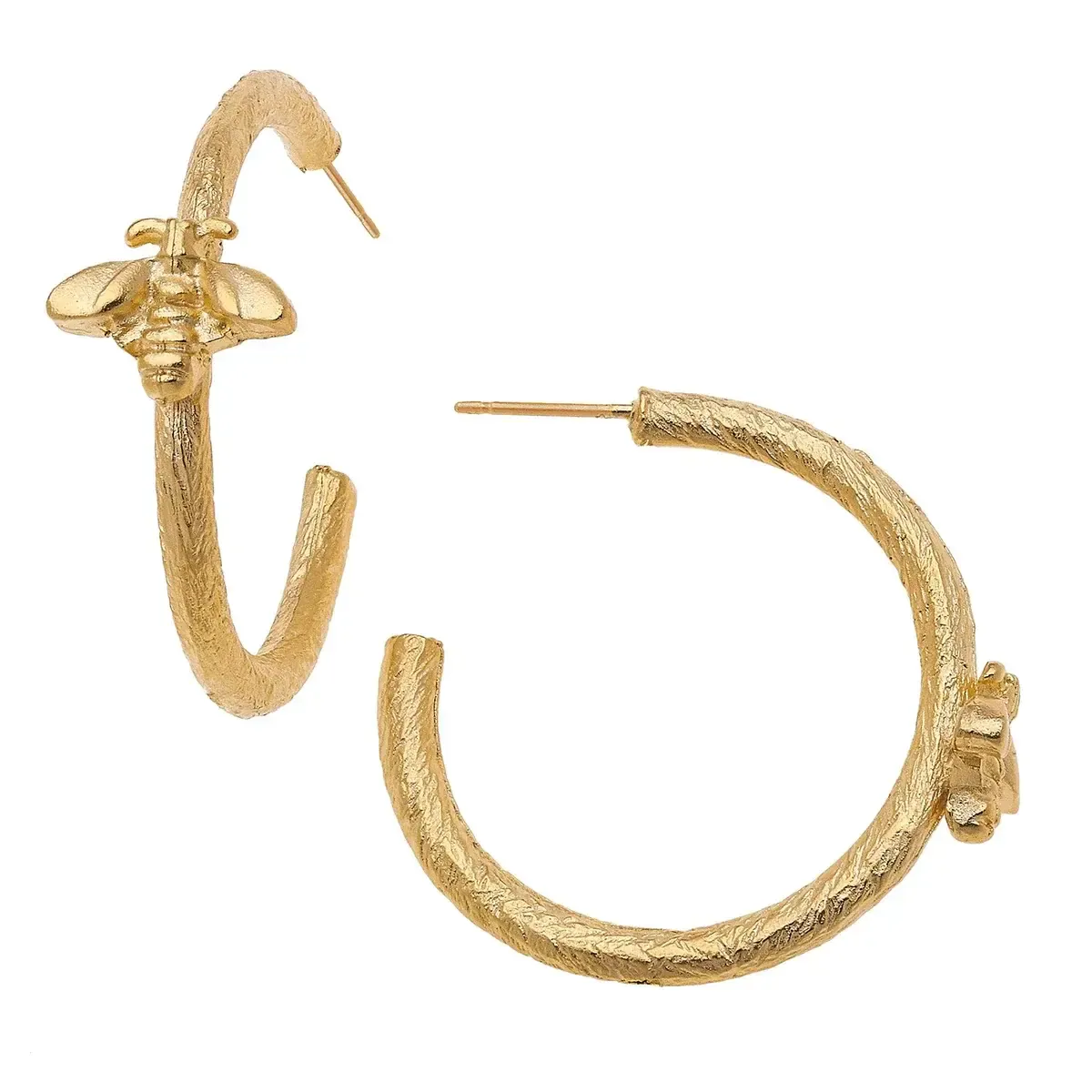 Earrings Gold Bee Hoop