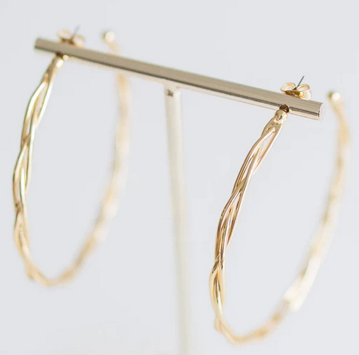 Berkley Braided Gold Hoop Earrings 2 in