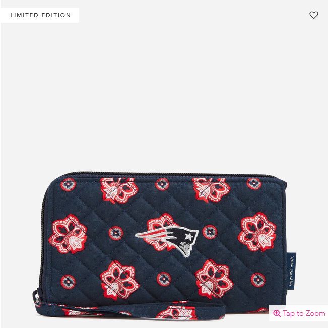 RFID Front Zip Wristlet: Nautical Blue/Red Bandana w/ New England Patriots